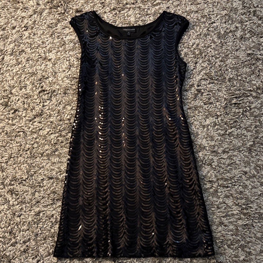 Connected Apparel Black Sequin Mini Dress